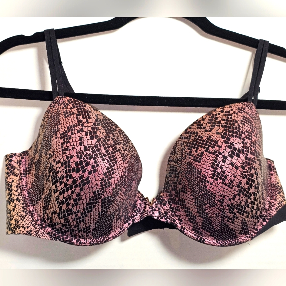 Pink and Black Snake Print Bra